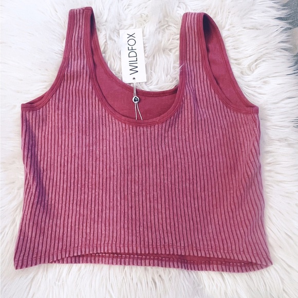 NWT Wildfox Kylie Ribbed Brushed Tank in Ruby - Picture 4 of 4
